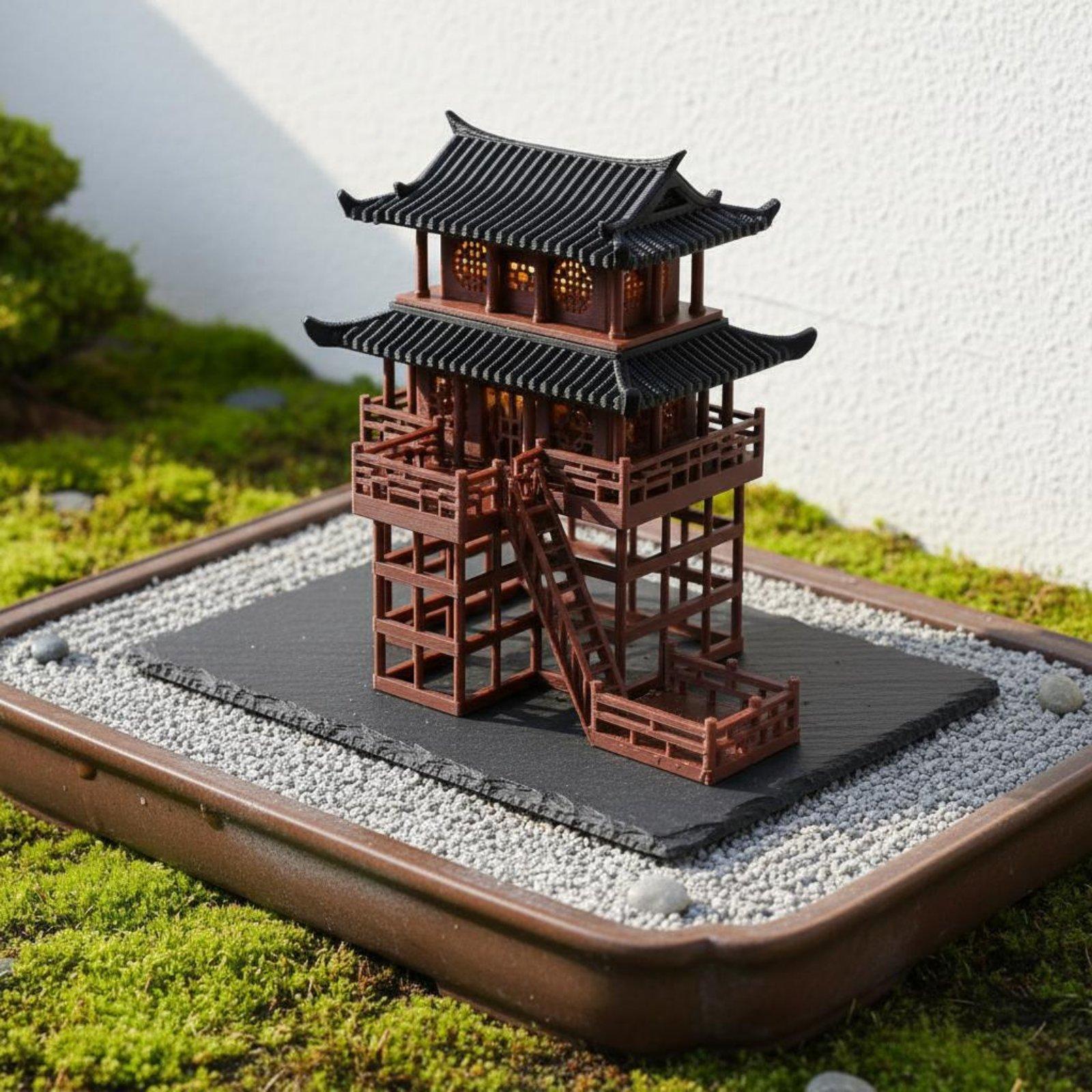 Japanese Garden Bonsai - Plastikowa pagoda bonsai na stół, mini